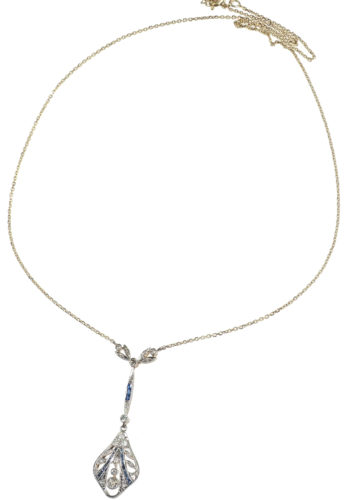 ** VERKAUFT ** Um 1920 - Art déco Collier, Saphire & Diamanten – Bild 4