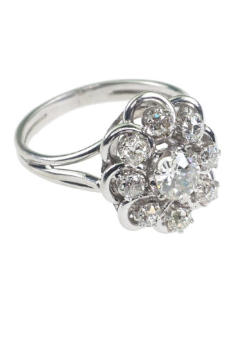 Um 1930 - Art déco Diamantring / Verlobungsring Daisy – Bild 3