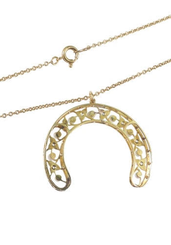 Um 1910 - "Hufeisen" Goldanhänger mit passender Kette – Bild 5