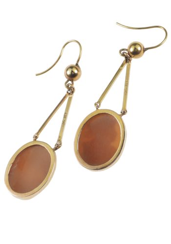 Um 1870 - Muschelkameen Goldohrringe, viktorianisch – Bild 4