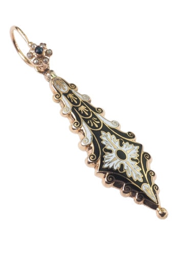 ** VERKAUFT ** Um 1840 - Gold, Emaille & Perlen Ohrringe – Bild 3