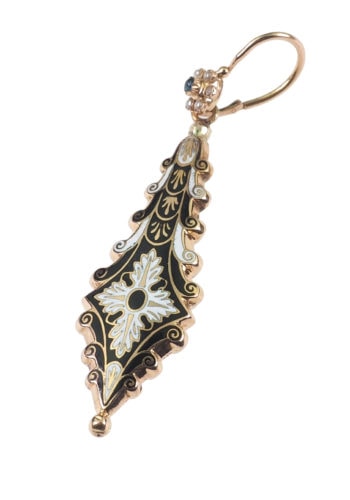 ** VERKAUFT ** Um 1840 - Gold, Emaille & Perlen Ohrringe – Bild 4