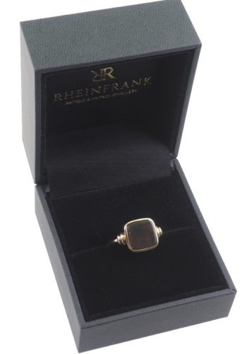 ** VERKAUFT ** Um 1930 - Siegelring 14 ct. Gold & braunem Achat – Bild 4