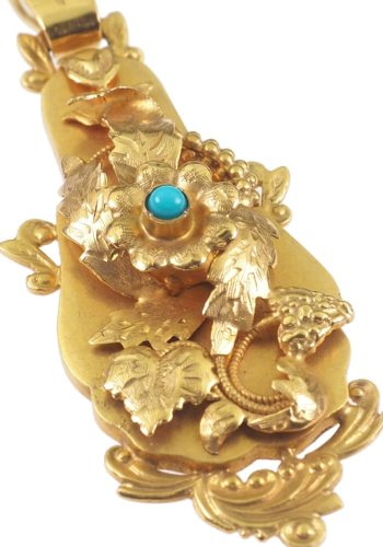 Um 1870 - Viktorianische Goldohrringe 15K mit Türkis – Bild 3