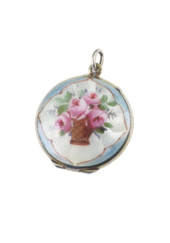 Um 1900 - Silbermedaillon, guillochiert & emailliert – Bild 4