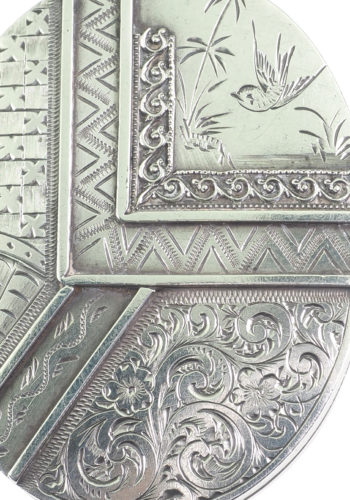 Um 1875 - Aesthetic Movement Sterlingsilber Medaillon – Bild 4
