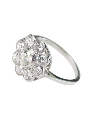 Um 1970 - Diamantcluster Verlobungsring Daisy – Bild 3