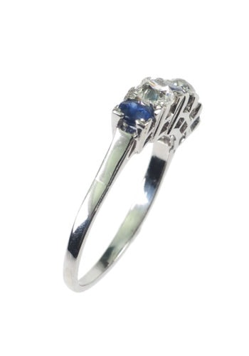 Um 1950 - Saphire & Diamanten Five-Stones-Verlobungsring – Bild 4