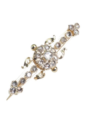 Um 1880 - Französische Diamantbrosche, Rosenschliffe – Bild 3