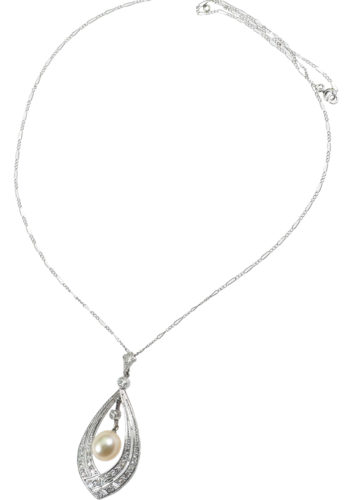 Um 1915 - Diamantanhänger mit Kette, Französisch – Bild 3