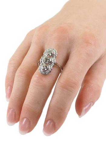 Um 1920 - Art déco Diamantring, Deutsch – Bild 5