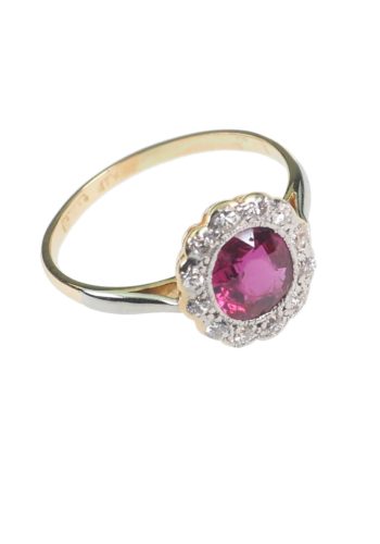 Um 1920 - Art déco Rubinring mit Edelsteingutachten, Daisy – Bild 4