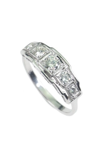 Um 1920 - Art déco Five-Stone Verlobungsring – Bild 4