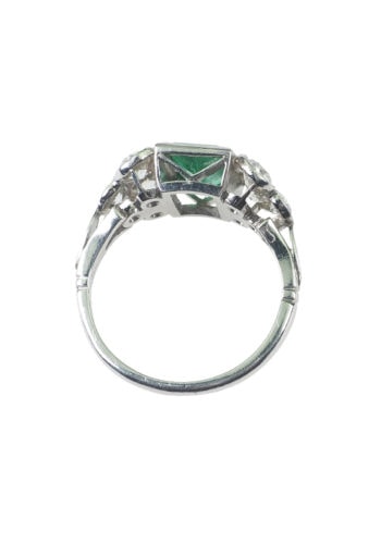 Um 1930 - Art déco Smaragdring / Verlobungsring – Bild 5
