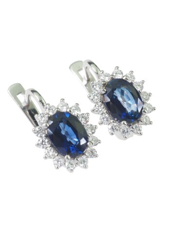 Second Hand - Saphirohrringe mit 28 Brillanten – Bild 3