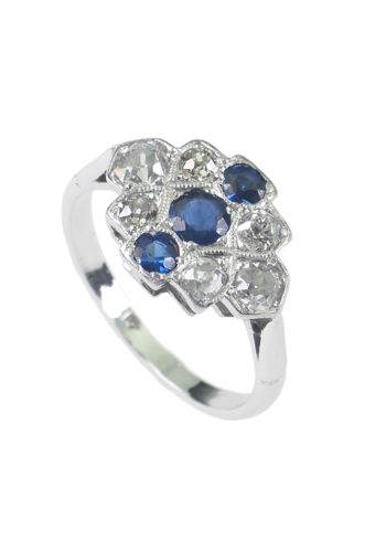 Um 1930 - Art déco Saphir & Diamantring – Bild 3