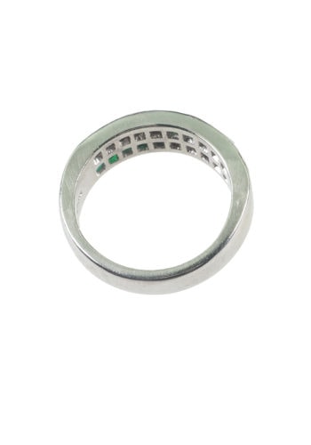 Datiert 1968 - Smaragde & Diamanten Halfhoop Platinring – Bild 5