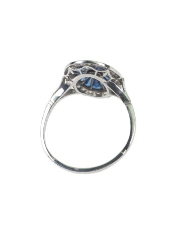 Um 1935 - Art déco Saphir & Diamant Verlobungsring – Bild 5