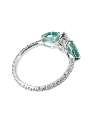 Um 1990 - Italienischer Verlobungsring, Smaragde & Diamanten – Bild 6