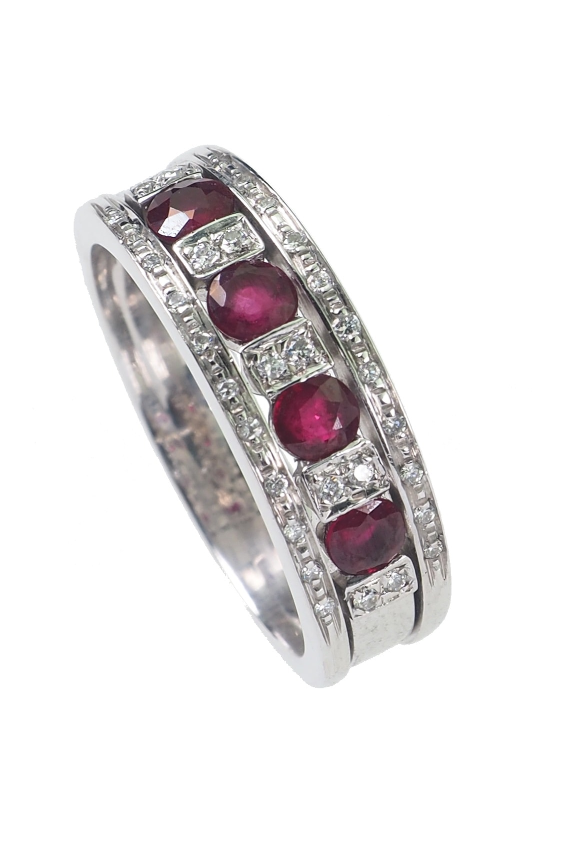 Vintage Ring mit Rubine und Diamanten aus 18 Karat Gold