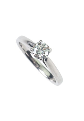 Um 1970 - Brillant Halbkaräter Solitär Verlobungsring 18K – Bild 3