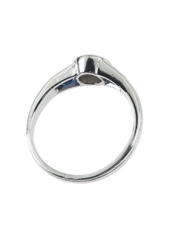 ** VERKAUFT ** Um 1980 - Diamant Halbkaräter & Saphire Platin Verlobungsring – Bild 5