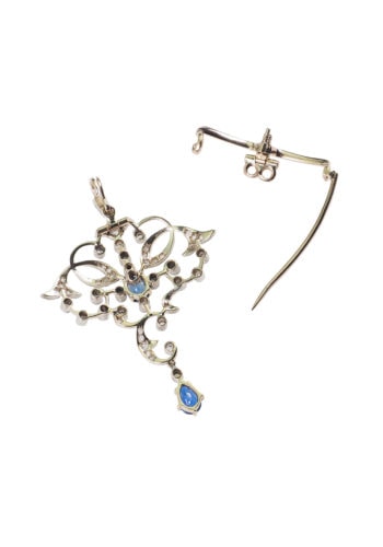 Um 1900 - Brosche/Anhänger mit Diamanten & Saphiren – Bild 5