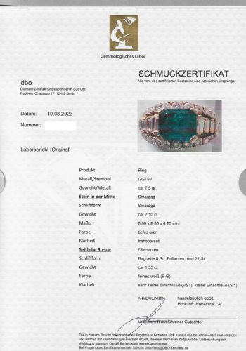 Um 1960 - Habachtal-Smaragd Ring, mit Steingutachten! – Bild 6