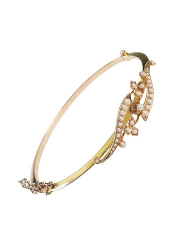 Um 1900 - 15 Karat Goldarmreif mit 33 Perlen – Bild 3