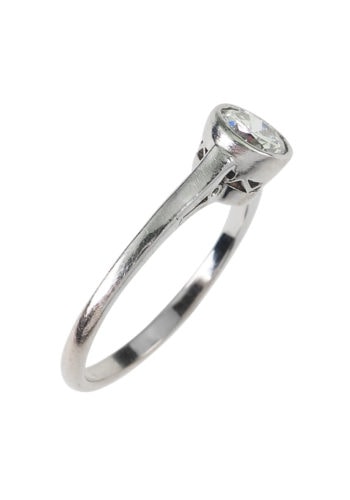 Um 1930 - Englischer Diamantring / Solitär Verlobungsring – Bild 4