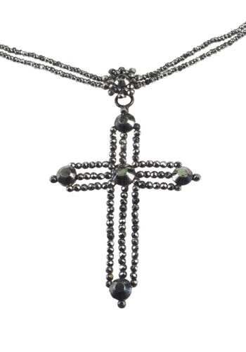 Um 1840 - Cut Steel Kette mit Kreuz, Frühviktorianisch – Bild 3