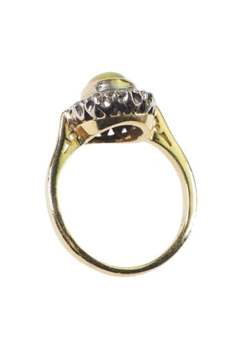 Um 1930 - Art déco Opal & Diamanten Goldring, Daisy – Bild 5
