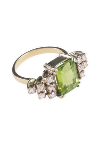 Um 1960 - Peridot & Diamanten Goldring, Vintage – Bild 4