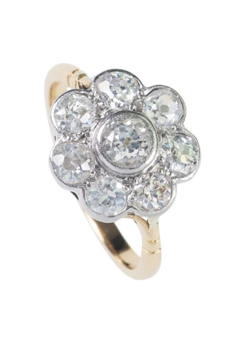 Art Déco Ring mit Diamanten aus 18 Karat Gold und Platin