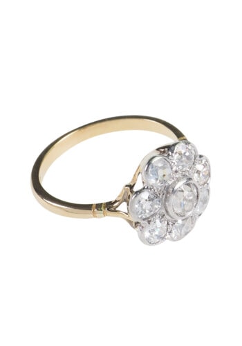 Um 1920 - Art déco Verlobungsring mit Diamantcluster, Daisy – Bild 4