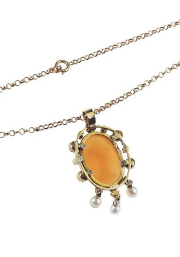 Um 1890 - Achatkamee Goldanhänger mit passender Kette – Bild 4