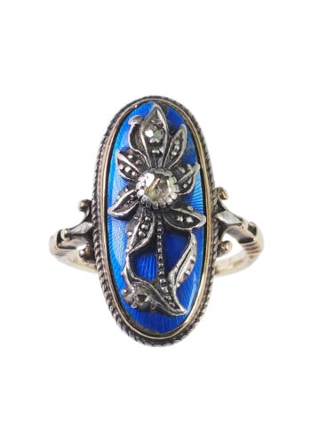 Um 1780 - Emaille & Diamanten, Dänischer Goldring – Bild 3