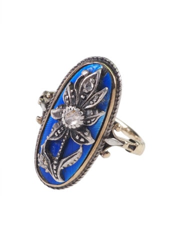 Um 1780 - Emaille & Diamanten, Dänischer Goldring – Bild 4