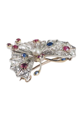 Um 1890 - "Schmetterling" Diamantbrosche / Anhänger – Bild 3