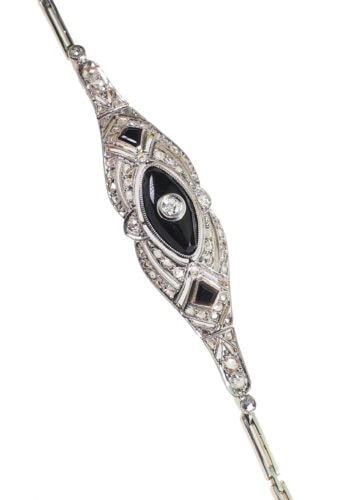 Um 1920 - Art déco Armband mit Onyx & Diamanten – Bild 5