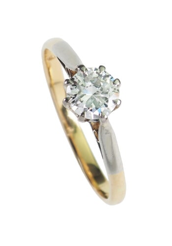 Um 1950 - Solitär Brillant Vintage-Verlobungsring, Englisch – Bild 3