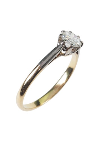 Um 1950 - Solitär Brillant Vintage-Verlobungsring, Englisch – Bild 4