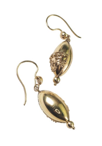 Um 1870 - Etruscan Revival Goldohrringe, Viktorianisch – Bild 3