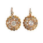 Jugendstil Ohrringe mit Diamanten und Perlen aus 18 Karat Gold