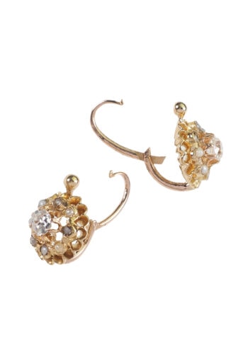 Um 1890 - Diamant & Perlen, Französische Ohrringe – Bild 4