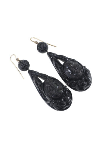 Um 1870 - Whitby Jettohrringe, Viktorianisch – Bild 3