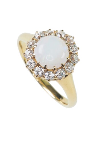 Um 1950 - Opal & Diamanten Vintage Verlobungsring – Bild 3