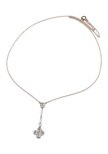 Um 1910 - Goldcollier mit sechs Diamanten, Englisch – Bild 3