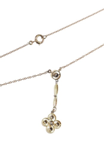 Um 1910 - Goldcollier mit sechs Diamanten, Englisch – Bild 4