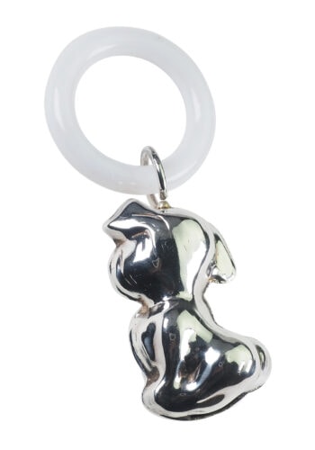 Um 1920 - Babyrassel aus Silber "Hund", Rasseln – Bild 3
